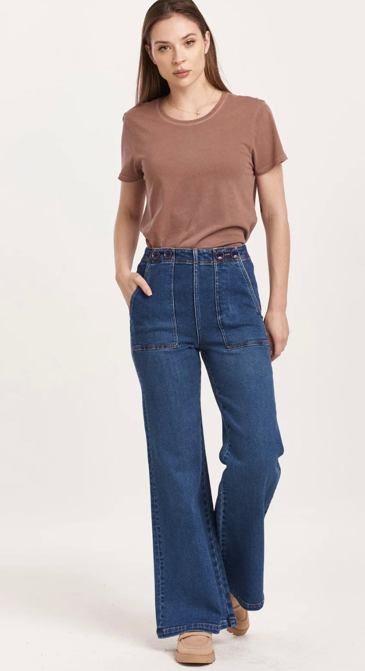 Dear John Denim SeaScape Fiona Wide Leg Utility Pocket Jeans