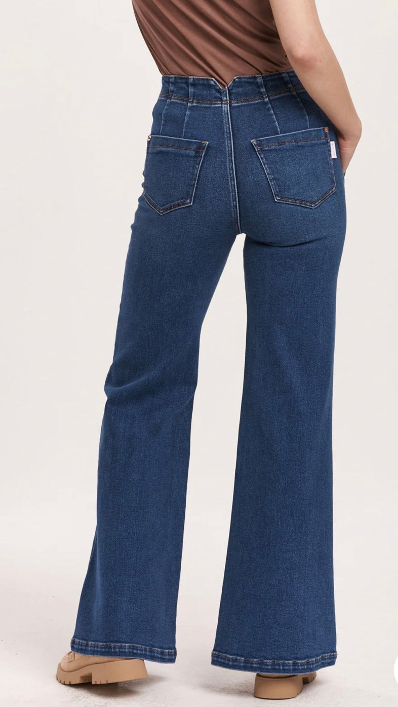 Dear John Denim SeaScape Fiona Wide Leg Utility Pocket Jeans