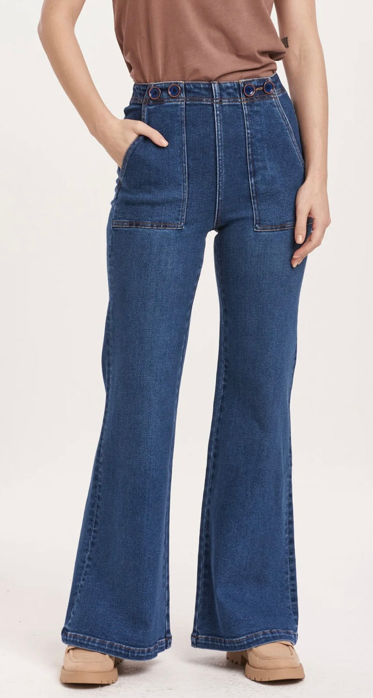 Dear John Denim SeaScape Fiona Wide Leg Utility Pocket Jeans