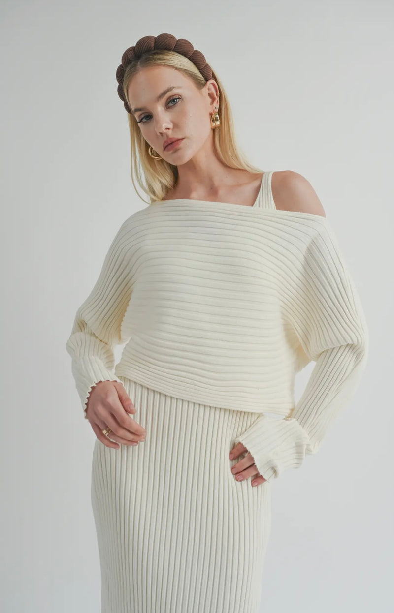 Sage The Label Natural Gabi Sweater Top and Midi Dress