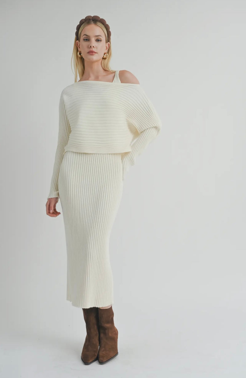 Sage The Label Natural Gabi Sweater Top and Midi Dress