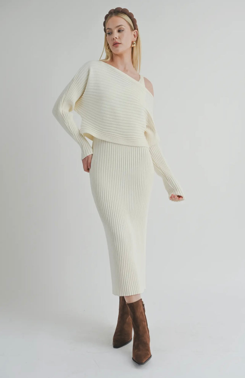 Sage The Label Natural Gabi Sweater Top and Midi Dress