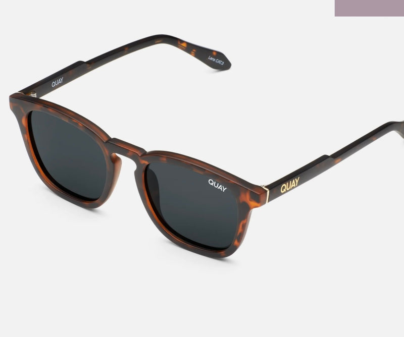 QUAY Jackpot Matte Finish Tort Frames With Smoke Polarized Lenses Sunglasses