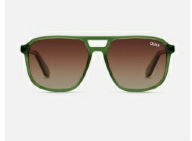 Quay On The Fly Green Frames with Polarized Smoke Lenses Sunglasses