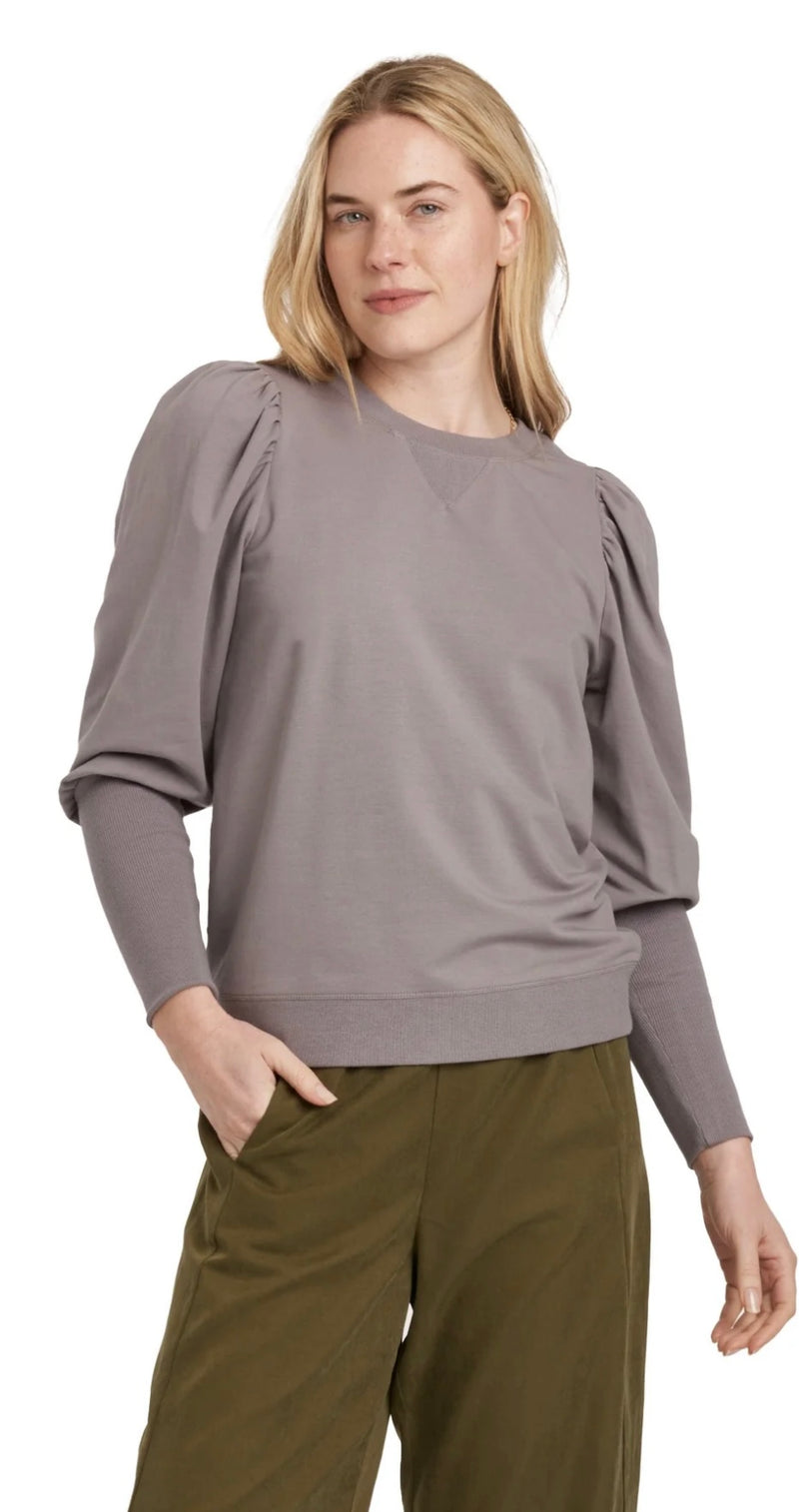 Another Love Iron Tara Crew Neck Long Cuff Puff Sleeve Top