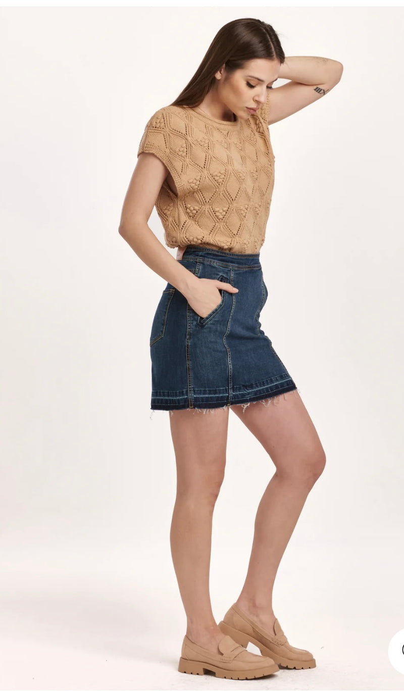 Dear John Denim Gatlingburg Quinn Button Detail Mini Denim Skirt