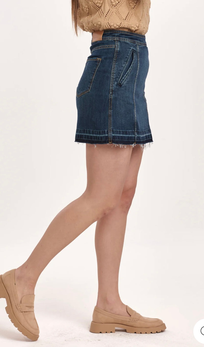 Dear John Denim Gatlingburg Quinn Button Detail Mini Denim Skirt