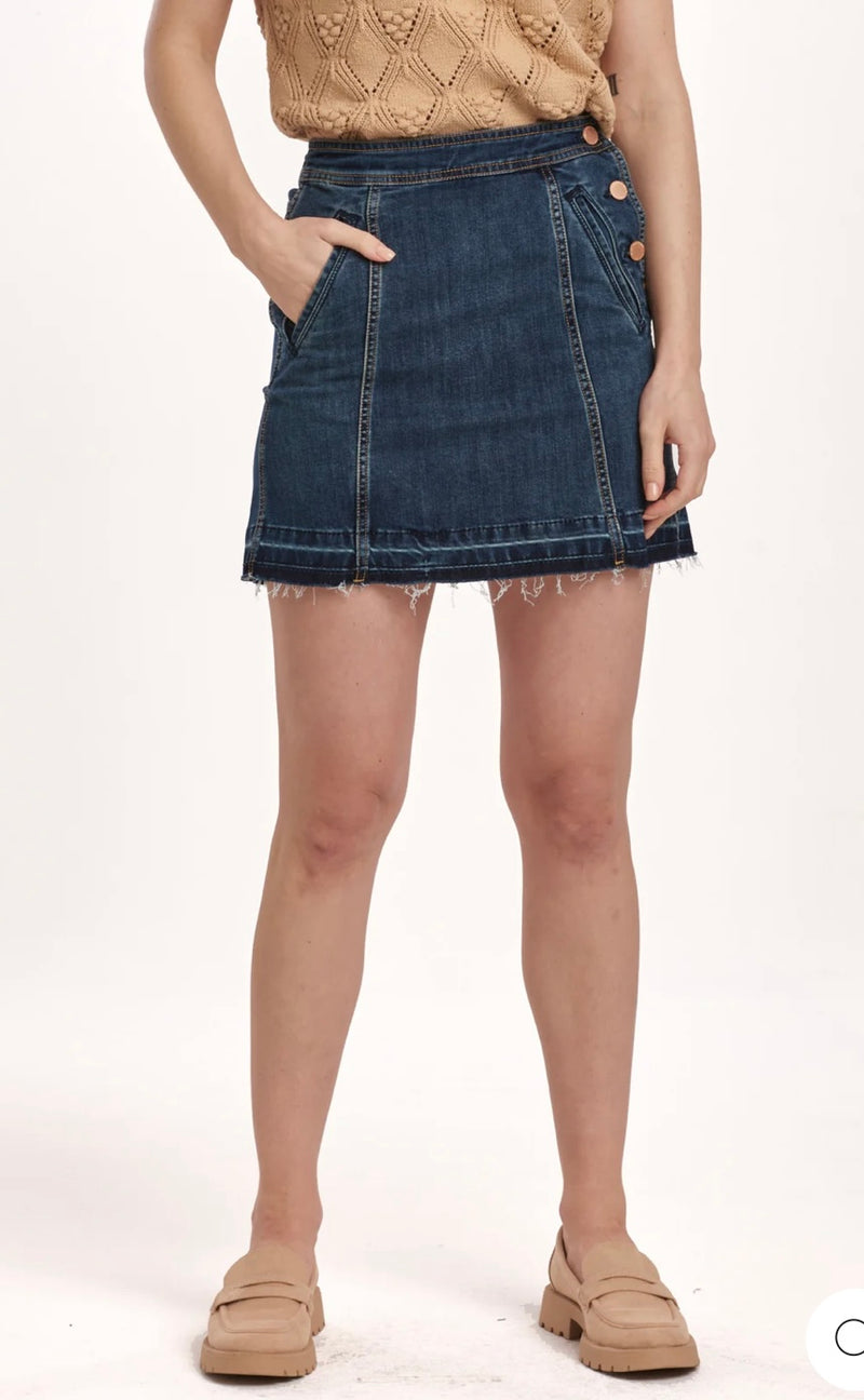 Dear John Denim Gatlingburg Quinn Button Detail Mini Denim Skirt