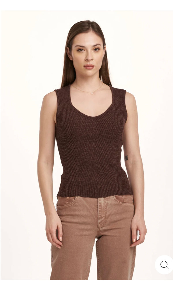 Dear John Denim Ground Coffee Noemi Ribbed Fitted Tank Top