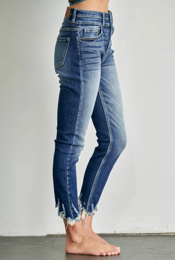 Artemis Medium Wash High Rise Ankle Length Double Waist Skinny Jeans