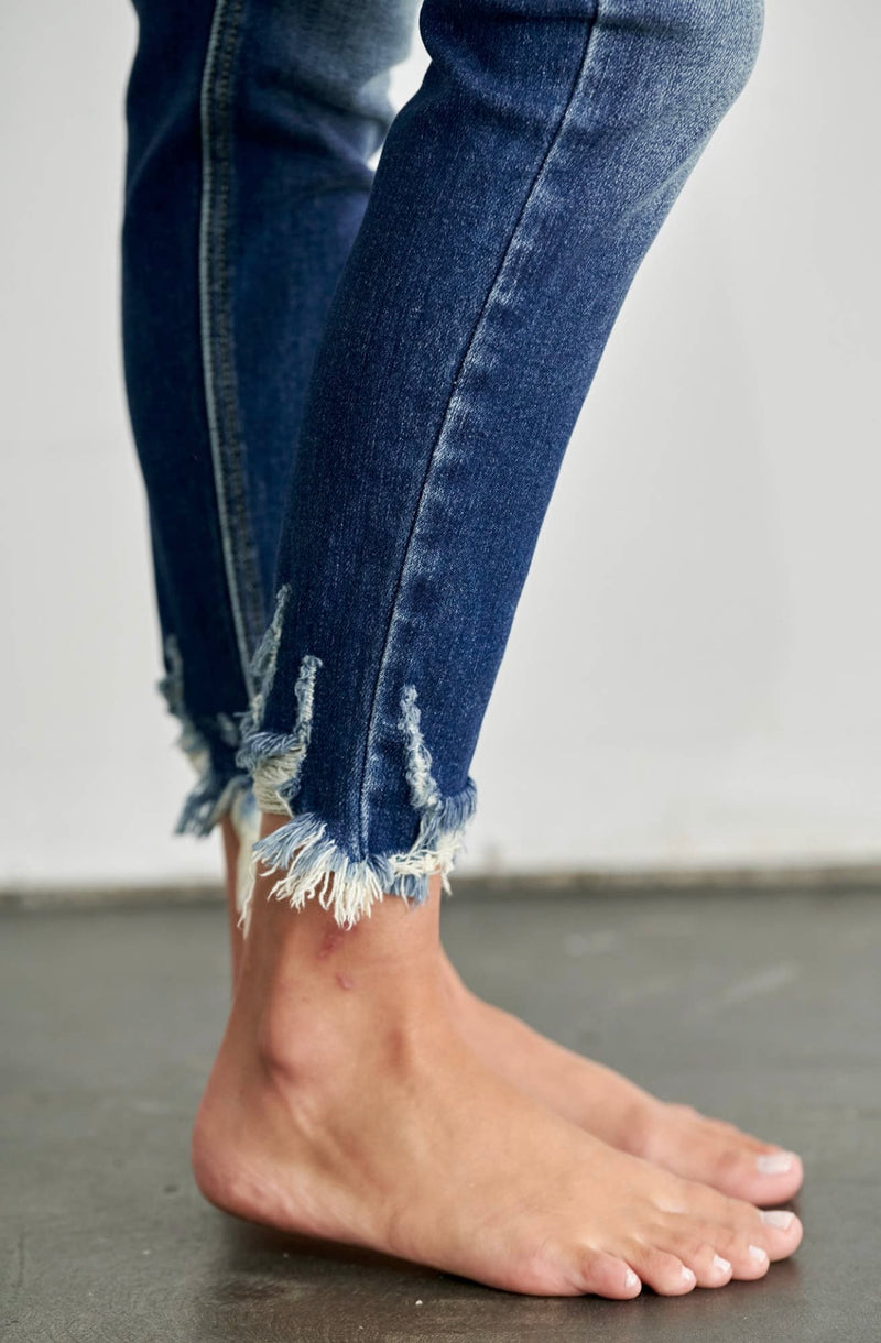 Artemis Medium Wash High Rise Ankle Length Double Waist Skinny Jeans